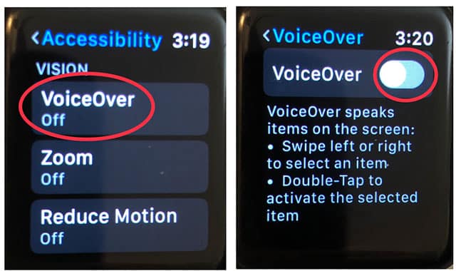 How to enable voiceover directly from Apple Watch part 2